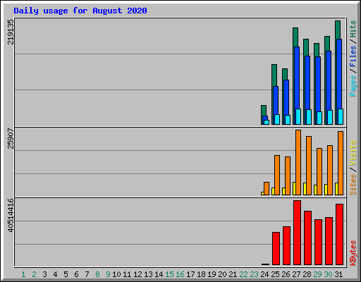 Daily usage for August 2020