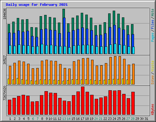 Daily usage for February 2021