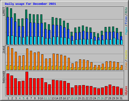 Daily usage for December 2021