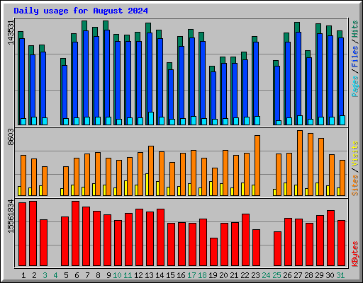 Daily usage for August 2024