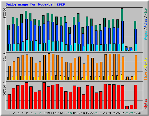 Daily usage for November 2020