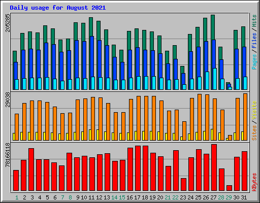 Daily usage for August 2021