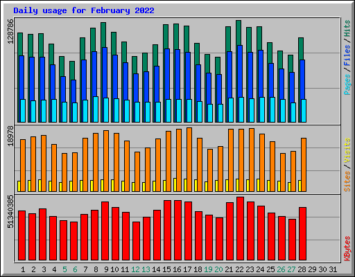 Daily usage for February 2022