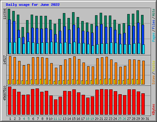 Daily usage for June 2022