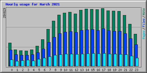 Hourly usage for March 2021